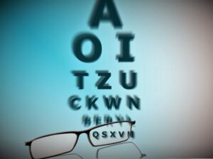glasses, letters, eye test