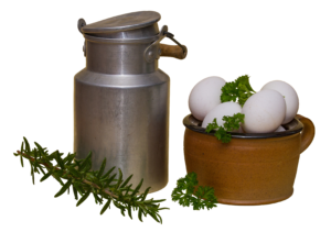 milk can, can, eggs
